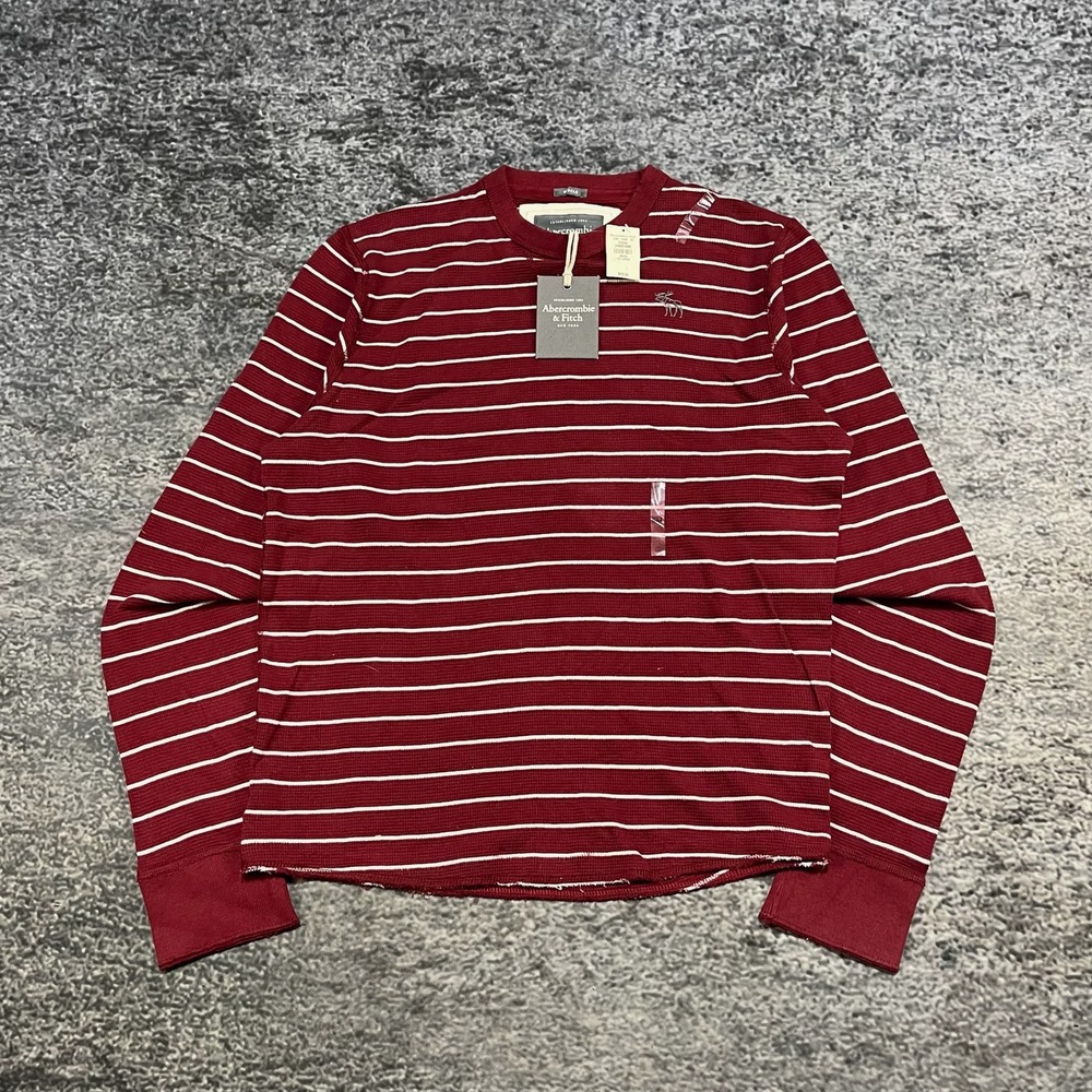 NWT Abercrombie and Fitch Muscle Shirt Long Sleeve Mens XXL Red Preppy Y2K‎